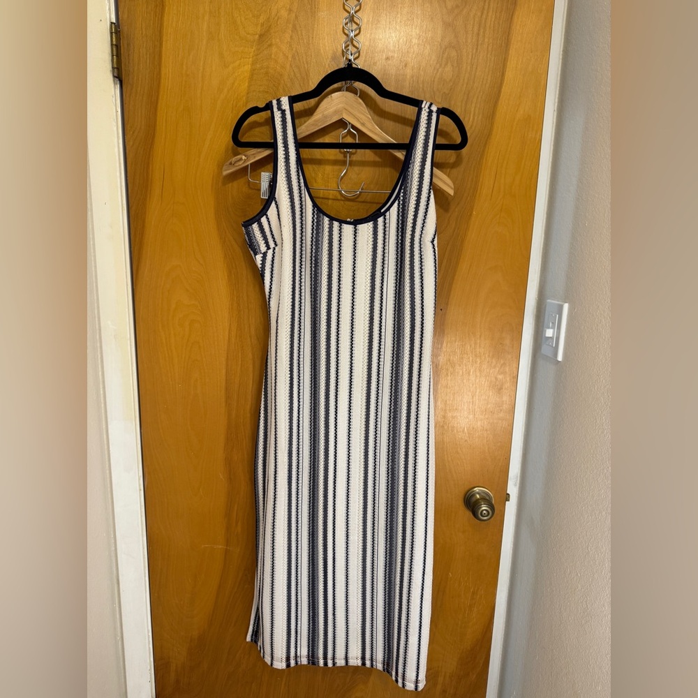 Sam Edelman Navy and Cream Striped Maxi Dress